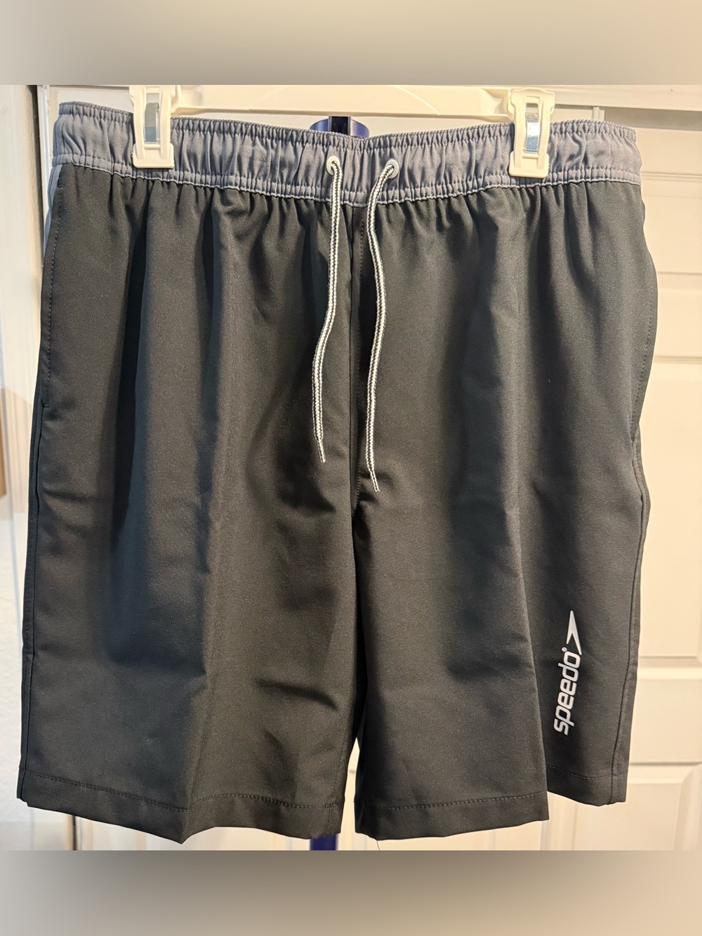 Speedo Black Swim Shorts with Light Gray Waistband